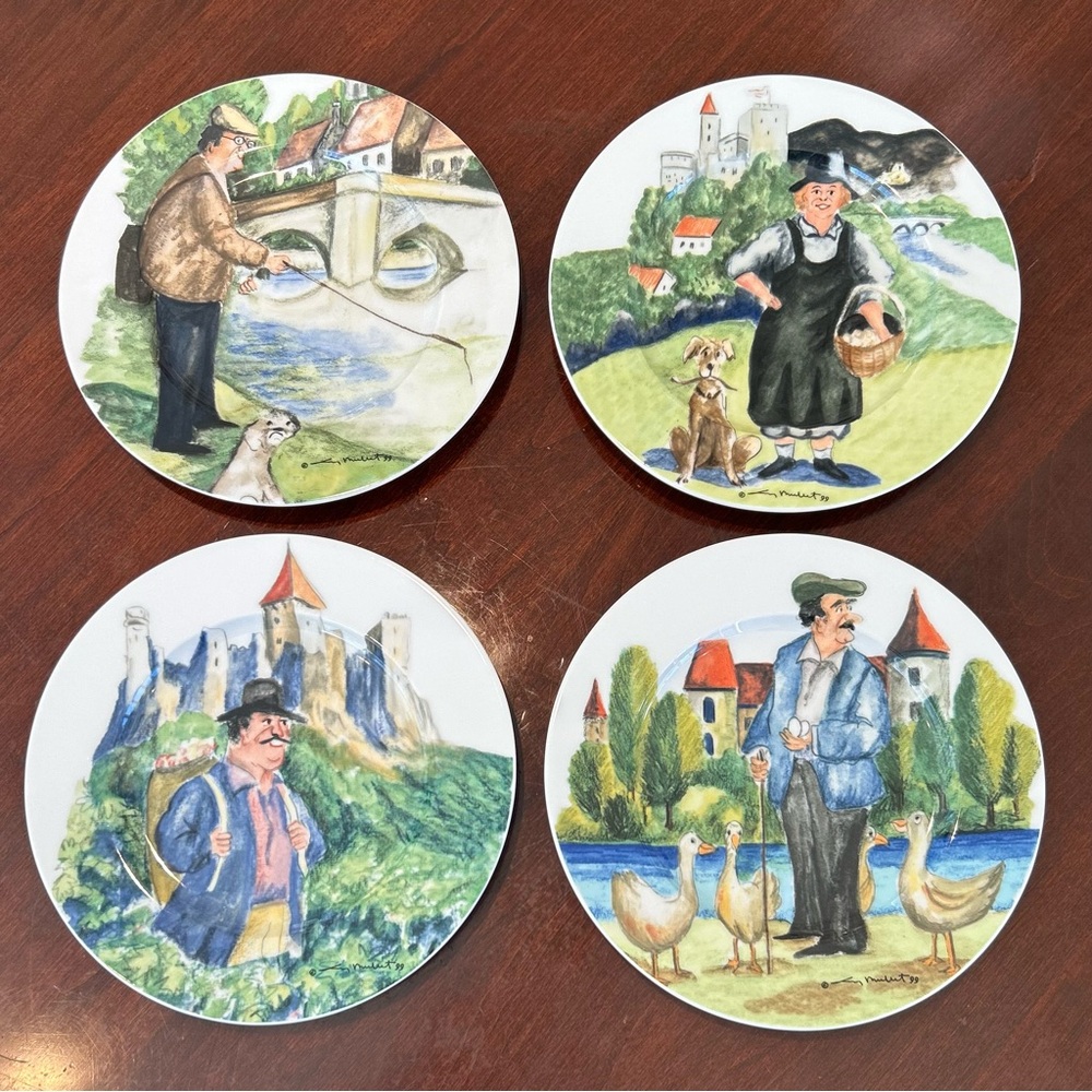 4 Perigord by Guy Buffet for Williams Sonoma French Country Scenes 8" Plates